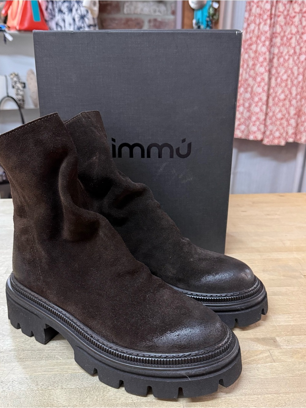 MIMMU Brown Suede Giselle Ankle Boots Sz 37